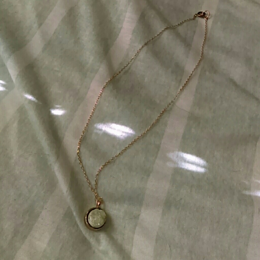 Teal druzy quartz necklace